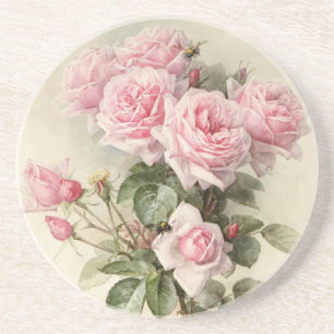 Antike viktorianisch romantische Rosen Sandstein Untersetzer