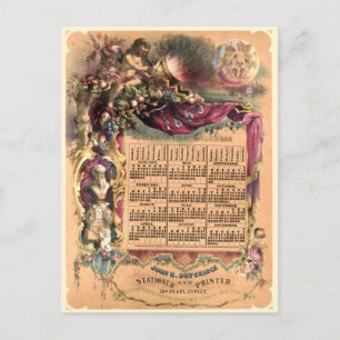 Antike viktorianische Ära 1860 Mercantile-Kalender Postkarte