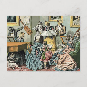 Antike viktorianische Ära 1887 Sternsänger-Katzen Postkarte