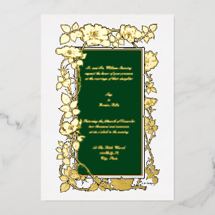 Antike viktorianische Ära 1896 Rosenreben-Rand Folieneinladung