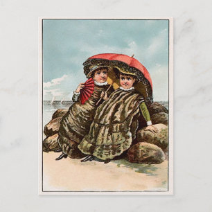 Antike viktorianische Austern am Strand Postkarte