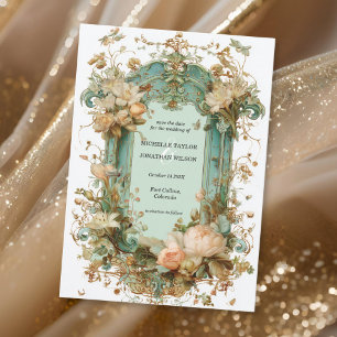 Antike viktorianische Blumen Botanische Hochzeitse Einladung