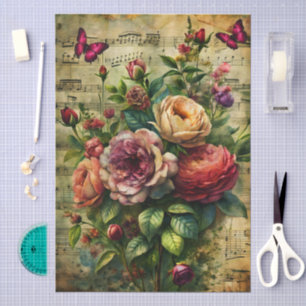 Antike viktorianische Blumen & Schmetterlinge Seidenpapier