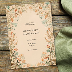 Antike viktorianische Blumengarten-Save-the-Date-K Einladung