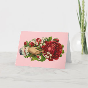 Antike viktorianische Blumengestaltung Hand Karte