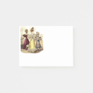 Antike viktorianische Damen in Kleidern mit Sonnen Post-it Klebezettel