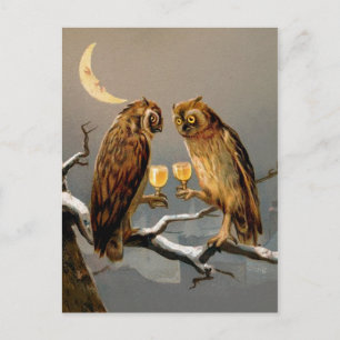 Antike viktorianische Eulen Postkarte