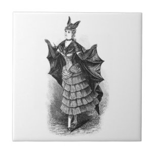 Antike viktorianische Fledermaus-Frauen Fliese
