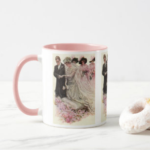 Antike viktorianische Hochzeitszeremonie Braut und Tasse