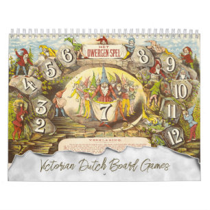 Antike viktorianische holländische Brettspiele Kalender