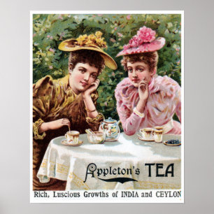 Antike viktorianische Indien- und Ceylon-Tee-Werbu Poster