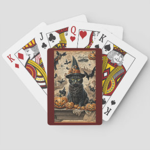Antike viktorianische Katzenhexe Halloween Spielkarten