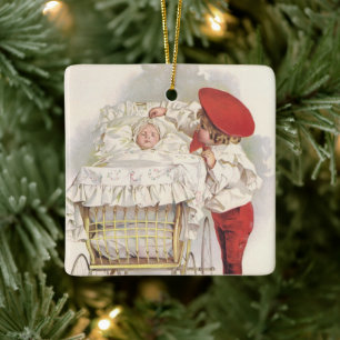 Antike viktorianische Kinder, Kind und Baby im Kin Keramikornament