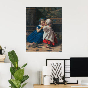Antike viktorianische Kinder Musik Kunstunterricht Poster