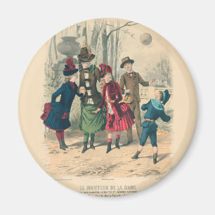 Antike viktorianische Kinder spielen Ball 1880 Win Magnet