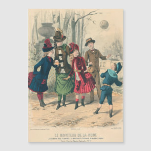 Antike viktorianische Kinder spielen Ball 1880 Win Magnetkarte