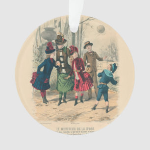 Antike viktorianische Kinder spielen Ball 1880 Win Ornament