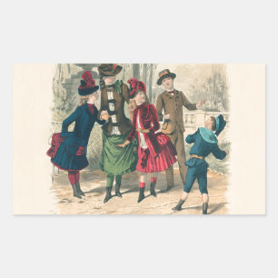 Antike viktorianische Kinder spielen Ball 1880 Win Rechteckiger Aufkleber