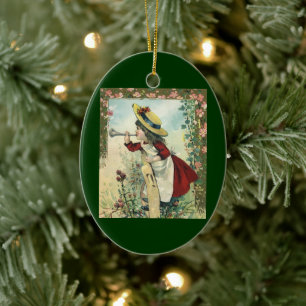 Antike viktorianische Kinderdarstellung, Mädchen b Keramik Ornament