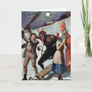 Antike viktorianische Krampus-Weihnachtskarte Feiertagskarte