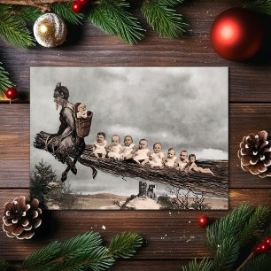 Antike viktorianische Krampus-Weihnachtskarte Feiertagskarte