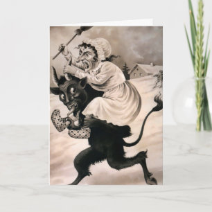 Antike viktorianische Krampus-Weihnachtskarte Feiertagskarte