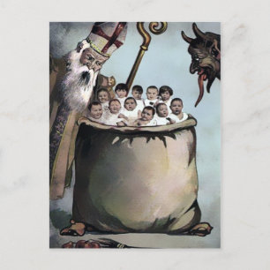 Antike viktorianische Krampus-Weihnachtspostkarte Postkarte