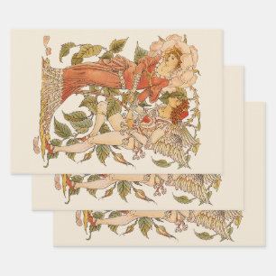 Antike viktorianische Kunst, Rose von Walter Crane Geschenkpapier Set