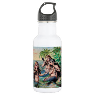 Antike viktorianische Meerjungfrauen-Schatzschiff- Trinkflasche