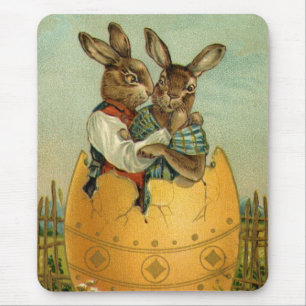 Antike viktorianische Osterhasen in einem goldenen Mousepad