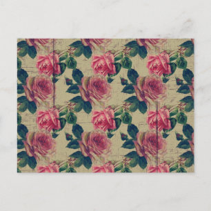 Antike viktorianische rosa Blumen Postkarte