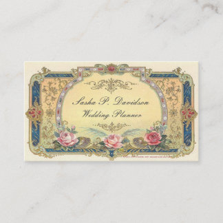 Antike viktorianische rosa Rosen elegante goldene Visitenkarte
