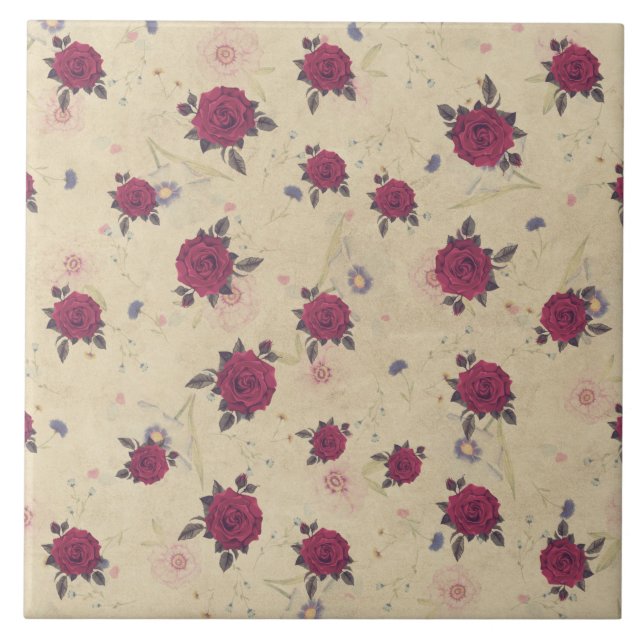 Antike Viktorianische Rose Zuhause-Dekoration Fliese (Vorderseite)