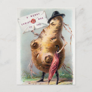 Antike viktorianische seltsame Weihnachten Postkarte