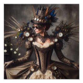 Antike viktorianische Steampunk-Uhrwerk-Zeitdame Fotodruck