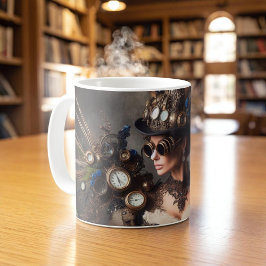 Antike viktorianische Steampunk-Uhrwerk-Zeitdame Kaffeetasse