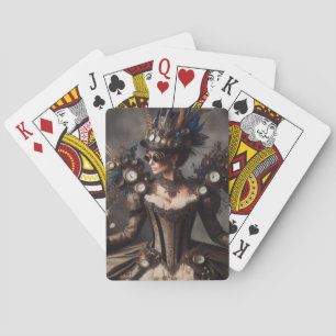 Antike viktorianische Steampunk-Uhrwerk-Zeitdame Spielkarten