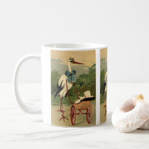 Antike viktorianische Storch- und Babykutsche Tasse