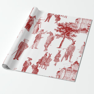 antike viktorianische Tier-Toile anthropomorph rot Geschenkpapier