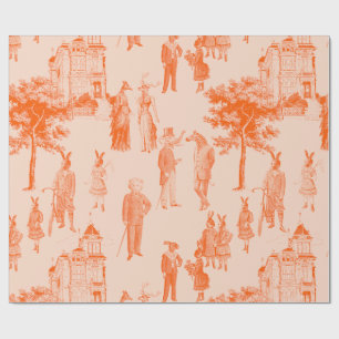 antike viktorianische Tiere orange Toile Geschenkpapier