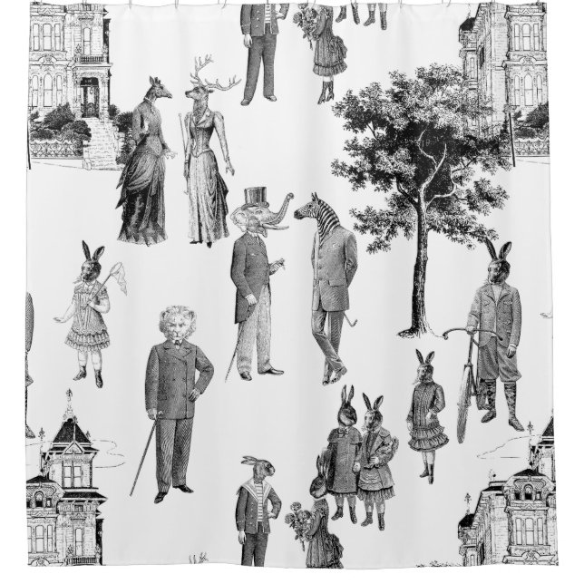 antike viktorianische Tiere Toile anthropomorph Duschvorhang (Vorderseite)