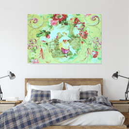 Antike Viktorianische Toile Rokoko Stil Grün Leinwanddruck