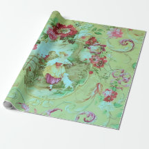 Antike viktorianische Toile-Sage-Grün-Decoupage
