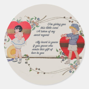 Antike viktorianische Valentinskarte Kunst Retro K Runder Aufkleber