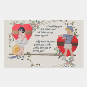 Antike viktorianische Valentinskarten-Kunst Retro Rechteckiger Aufkleber