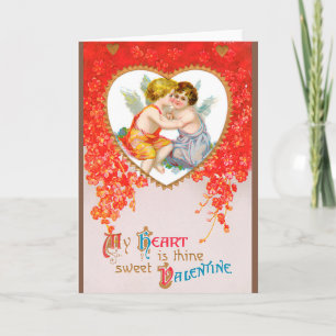 Antike viktorianische Valentinstag, Cherubs in Her Feiertagskarte