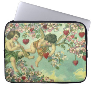 Antike viktorianische Valentinstag-Cupids-Herz-Bau Laptopschutzhülle