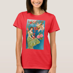 Antike viktorianische Valentinstag Engel & Herzen T-Shirt