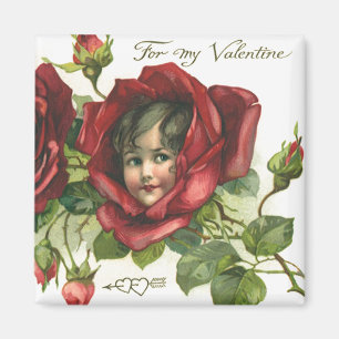 Antike viktorianische Valentinstag, Gesichter in R Magnet