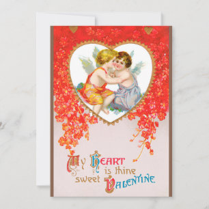 Antike viktorianische Valentinstag-Grüße, Cherubin Feiertagskarte